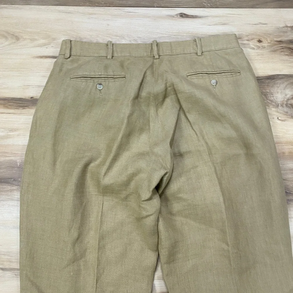 Polo Ralph Lauren Linen Trousers 34/30 Beach Casual Straight Leg Khaki Vintage